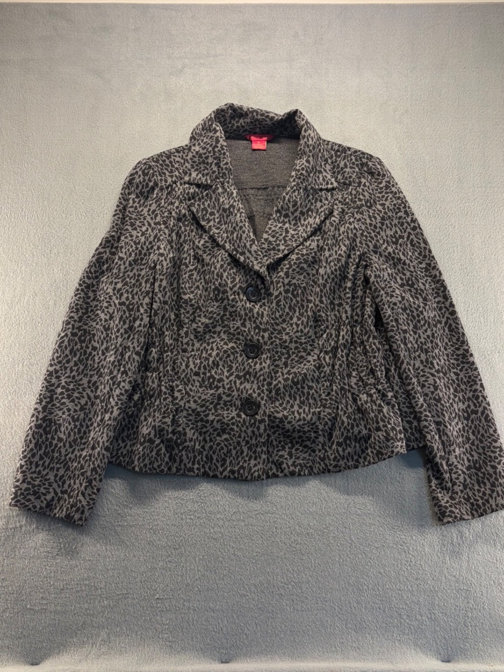 Title: Sunny Leigh Women's Leopard Print Blazer Jacket Size XL Gray Black Animal